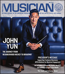 Screenshot of the cover of the May 2025 edition of International Musician with a photo of John Yun